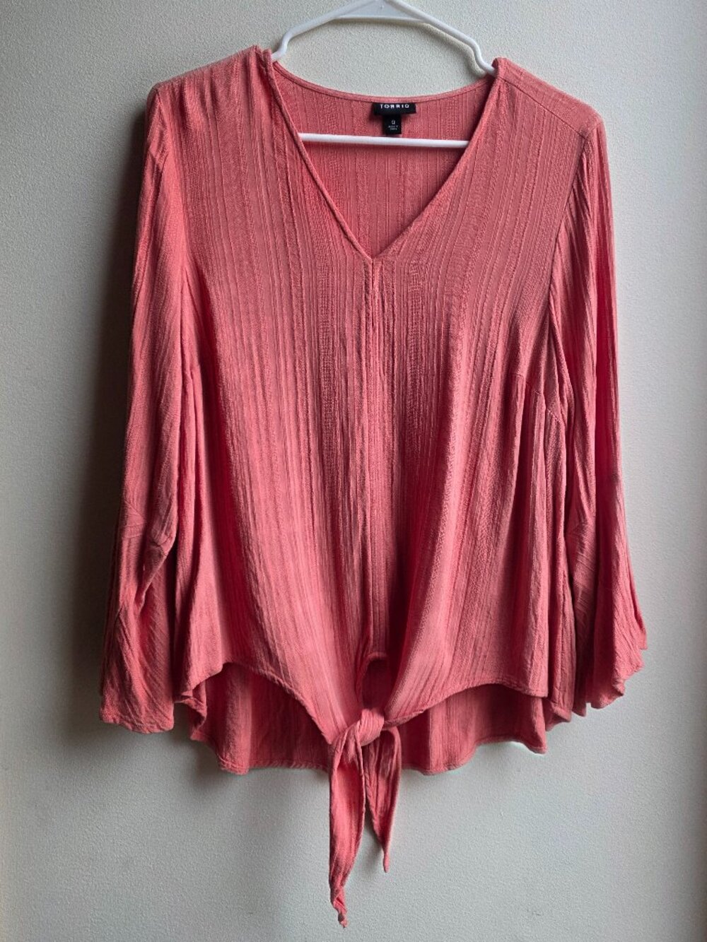 Torrid Mauve Pink V-Neck Tie Front Blouse Size 0